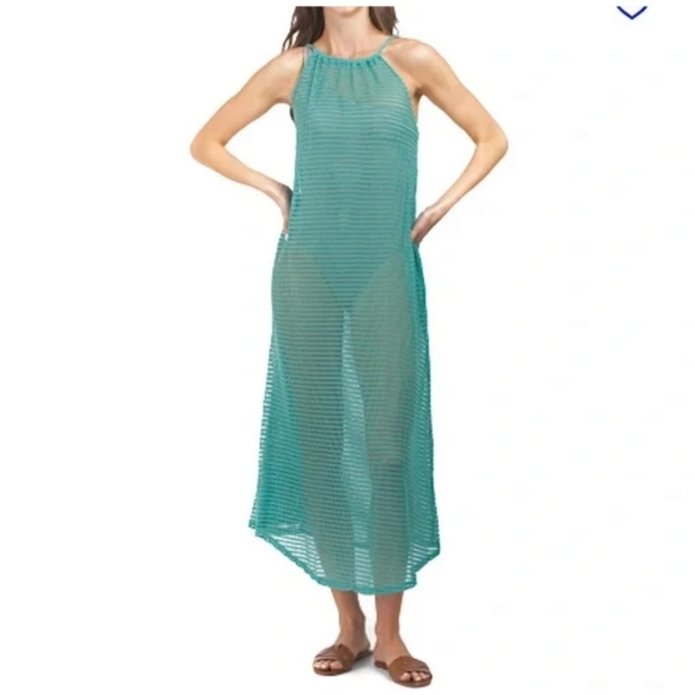 Haute hippie green crochet swim cover up sz lg